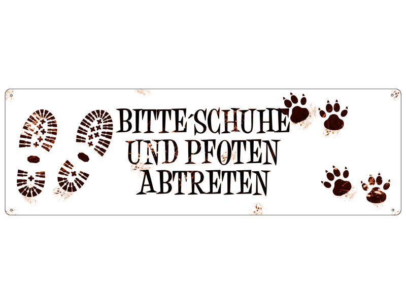 Metallschild Bitte Schuhe undPfoten abtreten
