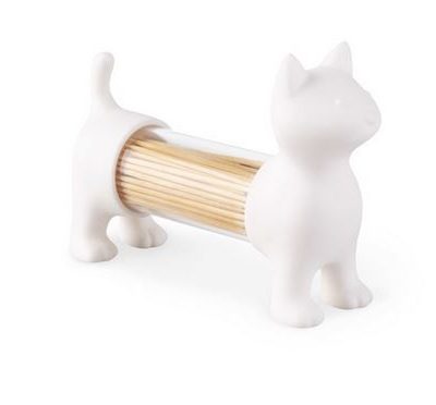 Zahnstocherhalter / Katze Weiß